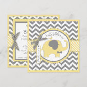 Yellow Elephant Bow-stropdas Chevron Print Baby sh Kaart (Voorkant / Achterkant)