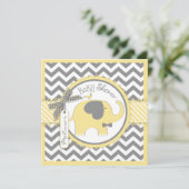 Yellow Elephant Bow-stropdas Chevron Print Baby sh Kaart (Staand voorkant)