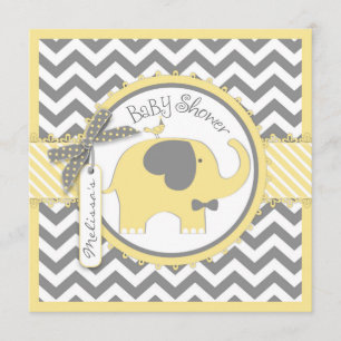 Yellow Elephant Bow-stropdas Chevron Print Baby sh Kaart