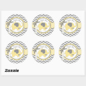 Yellow Elephant Bow-stropdas Chevron Print Dank u Ronde Sticker (Vel)