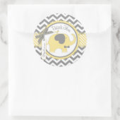 Yellow Elephant Bow-stropdas Chevron Print Dank u Ronde Sticker (Tas)