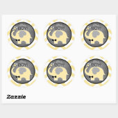 Yellow Elephant Chevron Boy Baby shower Ronde Sticker (Vel)