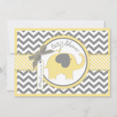 Yellow Elephant Chevron Print Baby shower Kaart (Voorkant)
