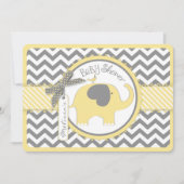 Yellow Elephant Chevron Print Baby shower Kaart (Voorkant)