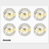 Yellow Elephant en Chevron Print Baby shower Ronde Sticker (Vel)