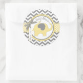 Yellow Elephant en Chevron Print Baby shower Ronde Sticker (Tas)