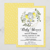 Yellow Elephant Modern Baby shower Kaart (Voorkant / Achterkant)