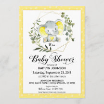 Yellow Elephant Modern Baby shower