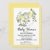 Yellow Elephant Modern Baby shower Kaart (Voorkant / Achterkant)