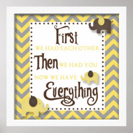 Yellow Elephant Nursery Word Wall Art Poster