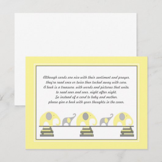 Yellow Elephants Insert voor Boek Baby shower Uitnodiging Briefkaart (Voorkant / Achterkant)