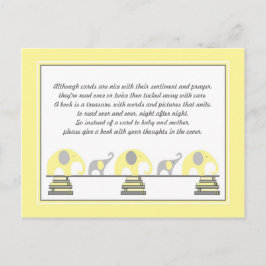 Yellow Elephants Insert voor Boek Baby shower Uitnodiging Briefkaart