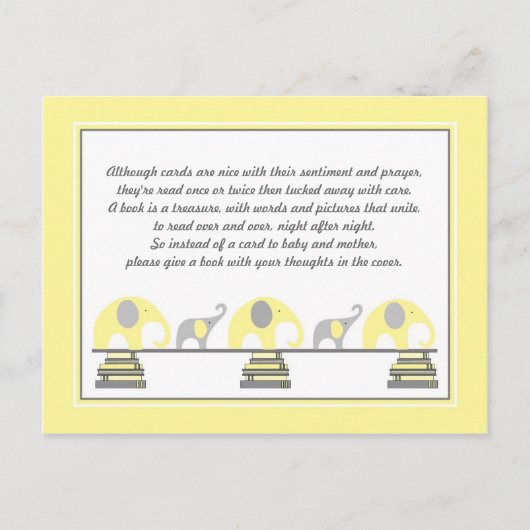 Yellow Elephants Insert voor Boek Baby shower Uitnodiging Briefkaart (Voorkant)