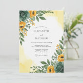 Yellow Emerald Radiant Spring Wedding Kaart (Staand voorkant)