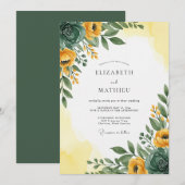 Yellow Emerald Radiant Spring Wedding Kaart (Voorkant / Achterkant)