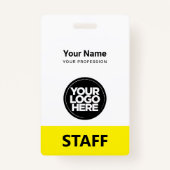 Yellow Employee Name Business Logo Personeel Label Badge (Voorkant)