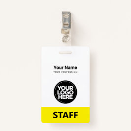 Yellow Employee Name Business Logo Personeel Label Badge
