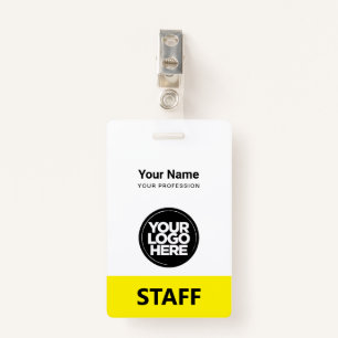 Yellow Employee Name Business Logo Personeel Label Badge