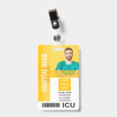 Yellow Employee Photo, Bar Code, Logo ICU-ID Badge (Voorzijde met clip)