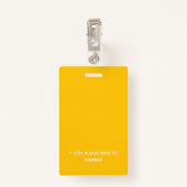 Yellow Employee Photo, Bar Code, Logo ICU-ID Badge (Achterkant met clip)
