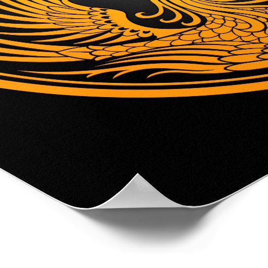 Yellow en Black Dragon Phoenix Yin Yang Poster (Hoek)