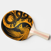 Yellow en Black Dragon Phoenix Yin Yang Tafeltennisbatje (Zijkant)