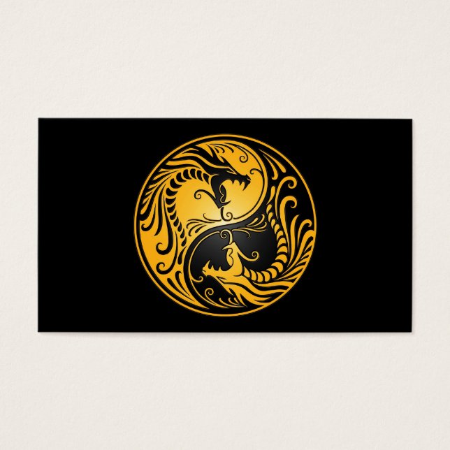 Yellow en Black Yin Yang Dragons Visitekaartje (Voorkant)