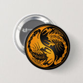 Yellow en Black Yin Yang Scorpions Ronde Button 5,7 Cm (Voorkant /achterkant)