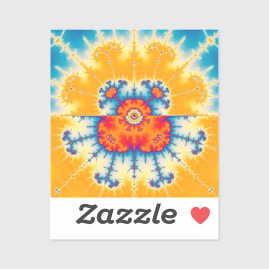 Yellow en Blue Mandelbrot Fractal Sticker (Vel)