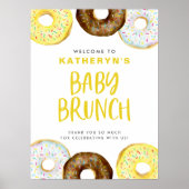 Yellow en Chocolate Donuts Baby Brunch Welkom Poster (Voorkant)