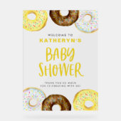 Yellow en Chocolate Donuts Baby shower Welkom Acryl Bord (Voorkant)