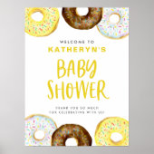 Yellow en Chocolate Donuts Baby shower Welkom Poster (Voorkant)