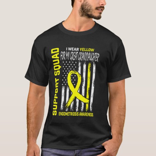Yellow Endometriosis Awareness Great Granddaughter T-shirt (Voorkant)