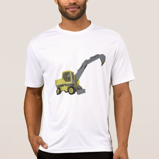 Yellow Excavator Construction Machinery T-shirt (Voorkant)