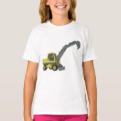 Yellow Excavator Construction Machinery T-shirt (Voorkant)
