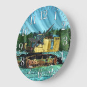 Yellow Excavator Earth-Mover Art Gift Grote Klok (Hoek)
