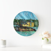 Yellow Excavator Earth-Mover Art Gift Grote Klok (Huis)