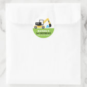 Yellow Excavator Kids Birthday Party Sticker (Tas)