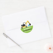 Yellow Excavator Kids Birthday Party Sticker (Envelop)