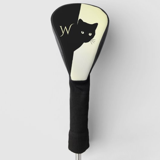 Yellow Eyed Black Cat Initiaal Golfheadcover (Voorkant)