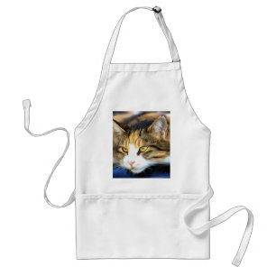 Yellow Eyed Calico Cat Realistic Pet Portret Standaard Schort