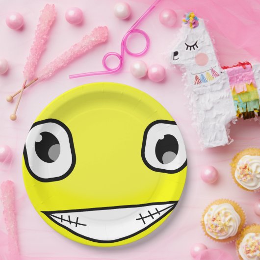 Yellow Face Laugh Emoticon Birthday Party Papieren Bordje (Feest)