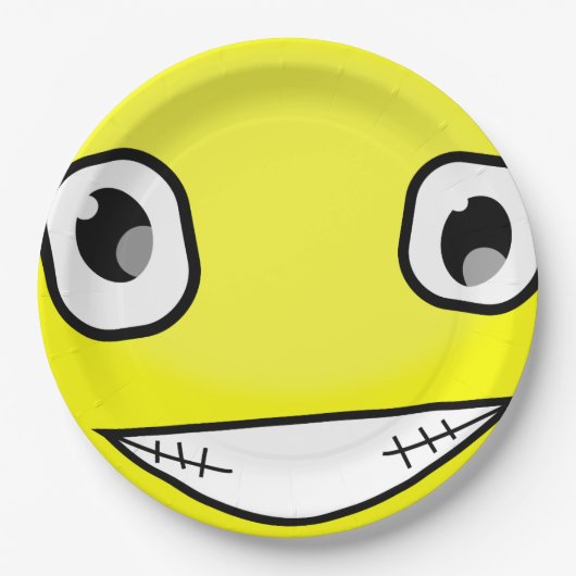 Yellow Face Laugh Emoticon Birthday Party Papieren Bordje (Voorkant)