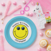 Yellow Face Personalized Birthday Party Papieren Bordje (Feest)