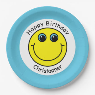 Yellow Face Personalized Birthday Party Papieren Bordje
