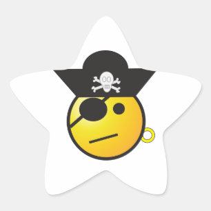 Yellow Face Pirate w/ Pet, oorring & patch Ster Sticker