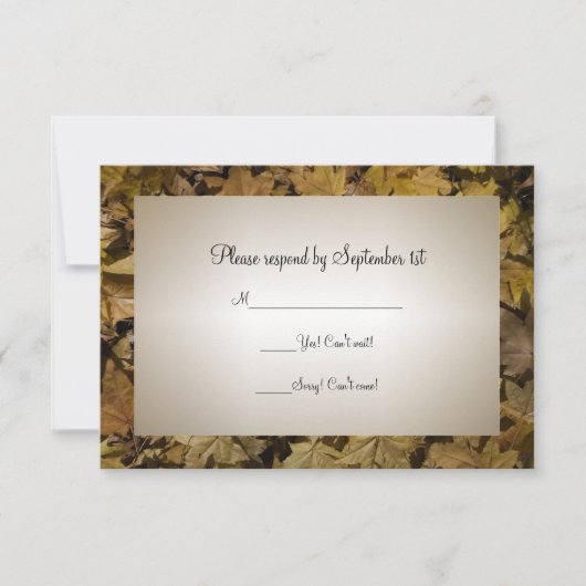 Yellow Fallen Leaves Wedding RSVP Response Kaart (Voorkant)