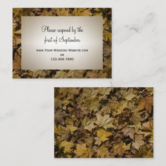 Yellow Fallen Leaves Wedding RSVP Response Kaart (Voorkant / Achterkant)