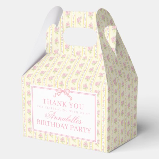 Yellow Fancy Floral Birthday Party Gable Favor Bedankdoosjes (Voorkant)