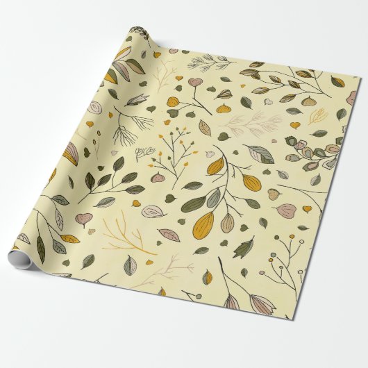 Yellow Fancy Foliage Cadeaupapier (Uitgerold)